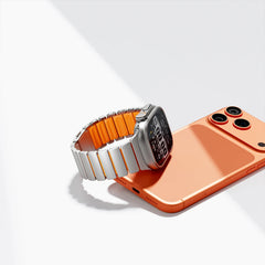 Stainless Steel Silicone Band for Apple Watch | Metal Bracelet for iWatch | Magnetic buckle strap |