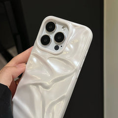 Pearl White Textured Case For iPhone | Stylish Glossy Soft TPU Phone Back Cover