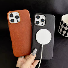Magnetic Leather Phone Case for iPhone