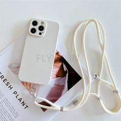 New Crossbody Lanyard Silicone Phone Case For iPhone 11 12 13 14 15 16 Pro Max XS Max X XR 7 8 Plus SE Necklace Strap Soft Cover