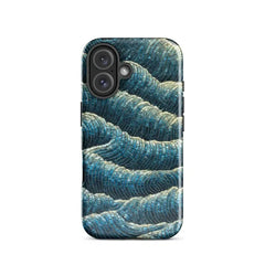 Artistic Ocean Wave Case for iPhone | Textured Teal Sea Ripple Double-layer Back Cover
