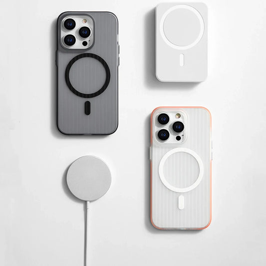 Transparent Matte Armor Shockproof Cover iPhone | Magsafe Wireless Charger Case