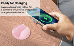 Magnetic Lip Gloss Holder | 2-in-1 Silicone Lipstick Phone Grip with Built-in Mirror | Makeup Stand Bracket