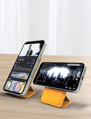 MagSafe Magnetic Leather Wallet with Folding Kickstand For iPhone & Samsung | Slim Card Holder Phone Stand