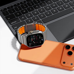 Stainless Steel Silicone Band for Apple Watch | Metal Bracelet for iWatch | Magnetic buckle strap |
