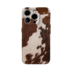 Brown & White Cowhide Case for iPhone | Double-layer Back Cover