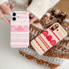 Cute Girly Strawberry Shockproof Protective Phone Case for iPhone