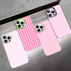 Cute Pink Grid Phone Case For iPhone