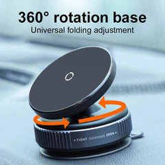 Strong Magnetic Car Phone Holder with Foldable MagSafe Design | 360° Adjustable Vacuum Mount