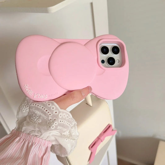 Cute Pink Bow Silicone Phone Case for iPhone | Girly Covers