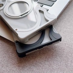 Minimalist Aluminum Metal Bumper MagSafe Case For Samsung Galaxy | 360° Ring Stand Clear Phone Cover