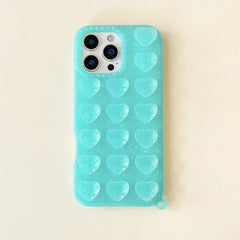 Trendy 3D Heart Suction Cup iPhone Case | Soft Silicone Hands-Free Mirror Selfie Cover