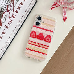 Cute Girly Strawberry Shockproof Protective Phone Case for iPhone