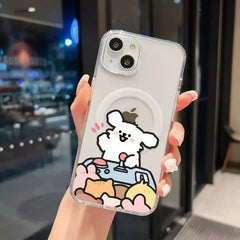 Cute Puppy Transparent Magsafe Phone Case For iPhone | Couple Phone Covers