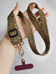 Universal Oriental Aesthetic Phone Lanyard | Vintage Pattern Fabric Crossbody Neck Strap | Adjustable Anti-Loss Shoulder Sling with Secure Case Tab Insert