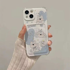 Cute Dog and Cat Phone Case For IPhone | Card Wallet Phone Cover
