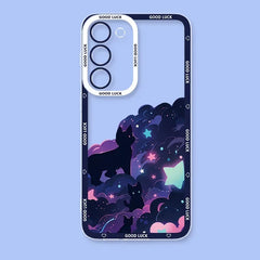 Artistic Black Cat Starry Phone Case For Samsung Galaxy