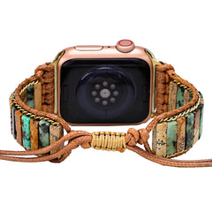 Boho Natural Stone Beaded Watch Band For Apple Watch | Handcrafted Imperial Jasper Bracelet Strap