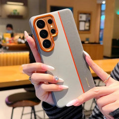 Two-tone Color Faux Leather Phone Case For Samsung