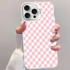 Cute Pink Grid Phone Case For iPhone