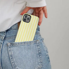 Butter Yellow Striped Phone Case iPhone | Coquette Girly Phone Cover