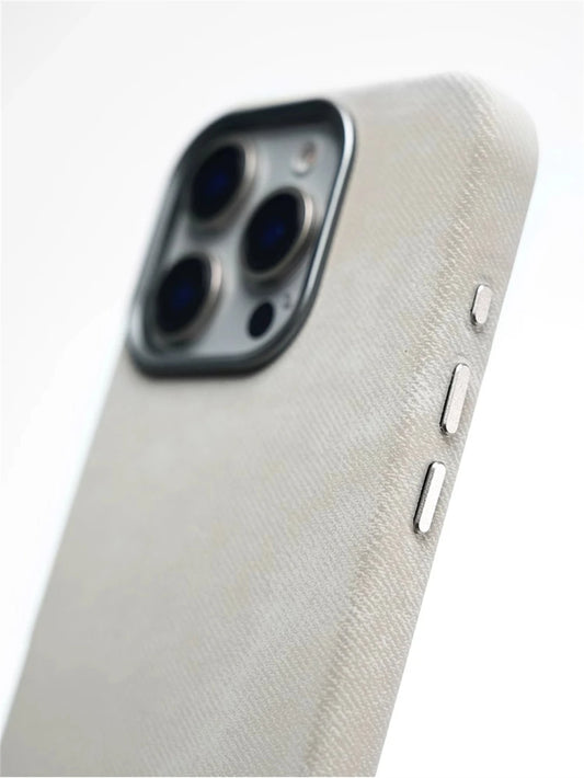 Canvas Texture Fabric MagSafe Case for iPhone | Metallic Camera Trim | Premium Cloth Phone Cover