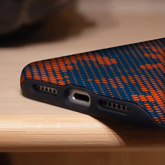 Orange Blue Camo Dual-Layer MagSafe Case  For iPhone | Tactical Double-Layer Shockproof Phone Cover