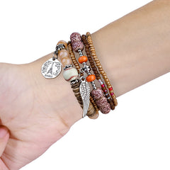 Boho Colorful Beaded Bracelet Band with Silver Charms  For Apple Watch | Jewelry Strap