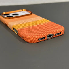 Orange Plaid Carbon Magnetic Case for iPhone