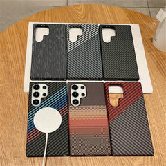 Thin Magnetic Carbon Fiber Texture Case For Samsung Galaxy