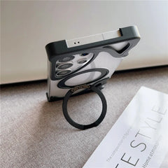 Minimalist Aluminum Metal Bumper MagSafe Case For Samsung Galaxy | 360° Ring Stand Clear Phone Cover