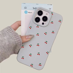 Cute Cherry Print Silicone Phone Cover For iPhone