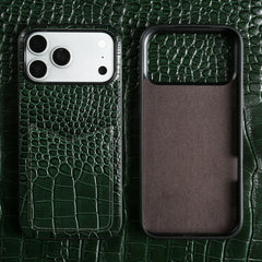 Leather Case With Card Holder For iPhone | Crocodile Pattern