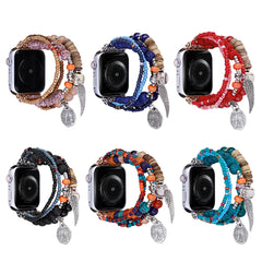 Boho Colorful Beaded Bracelet Band with Silver Charms  For Apple Watch | Jewelry Strap