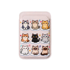 Cute Mosaic Cat Pattern Magnetic Card Holder | MagSafe Wallet Cover