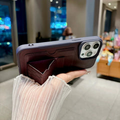 Business Leather Texture with Card Holder Slot and Stand Phone Case For iPhone