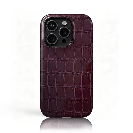 Burgundy Style Patterned Double-Layer Phone Case for iPhone
