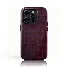 Burgundy Style Patterned Double-Layer Phone Case for iPhone