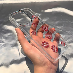 Red Lips Print Phone Case For iPhone | Transparent Soft Back Cover