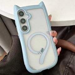 Cute Cat Ear Case For Samsung Galaxy | Transparent Magnetic Cover