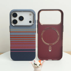Carbon Fiber Woven Case for iPhone | Magnetic MagSafe Cover with Alloy Lens Protector