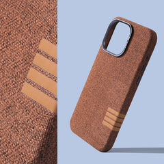 Premium Flax Linen Fabric MagSafe Case For iPhone | Textured Cotton Canvas Alloy Lens Phone Cover