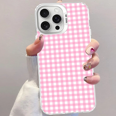 Cute Pink Grid Phone Case For iPhone