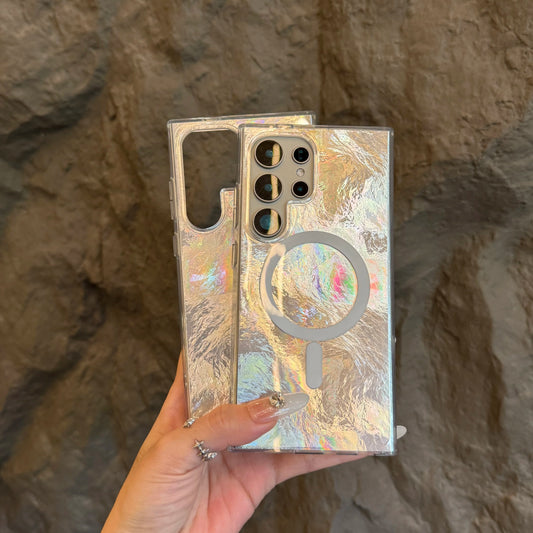 Laser Silver Gradient Silicone Magsafe Phone Case for Samsung Galaxy