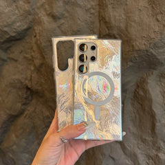 Laser Silver Gradient Silicone Magsafe Phone Case for Samsung Galaxy
