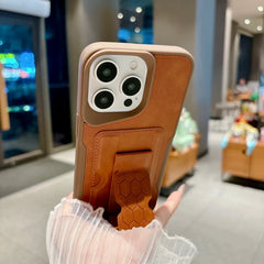 Business Leather Texture with Card Holder Slot and Stand Phone Case For iPhone