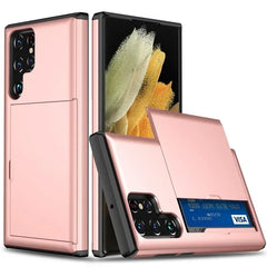 Heavy Duty Shockproof Phone Case With Card Holder Cover For Samsung Galaxy