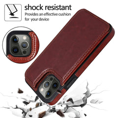 Leather Wallet Case for iPhone with Double Button Card Slot and Kickstand