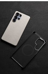 Cowhide Leather Magnetic Case for Samsung Galaxy