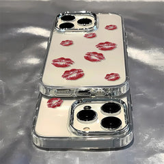 Red Lips Print Phone Case For iPhone | Transparent Soft Back Cover